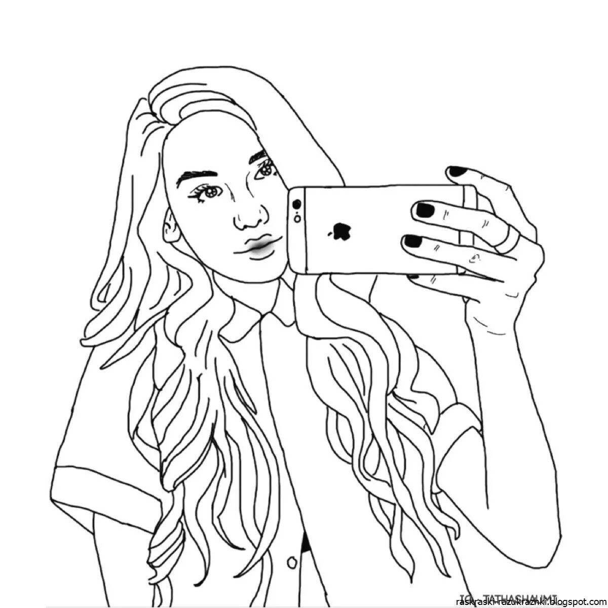 A fascinating coloring book for girls with iPhones
