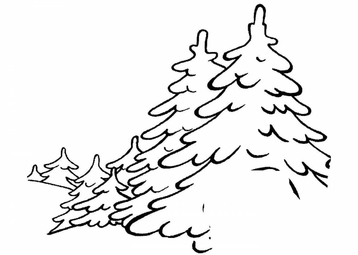 Coloring majestic tree in the snow