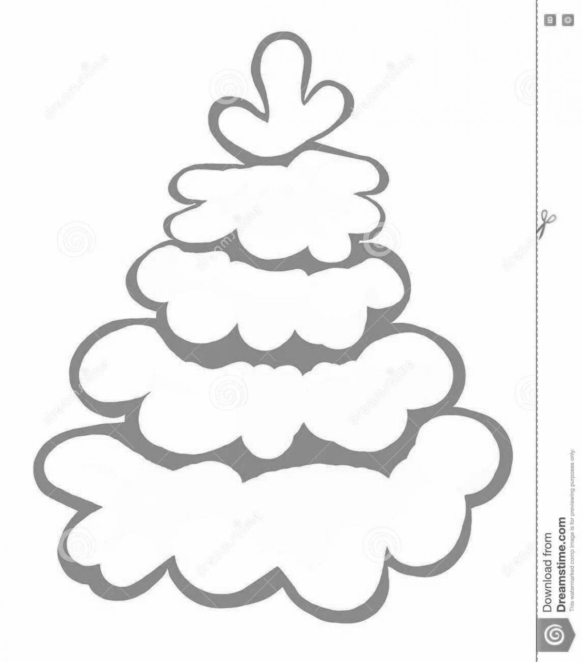 Cute tree in snow coloring book