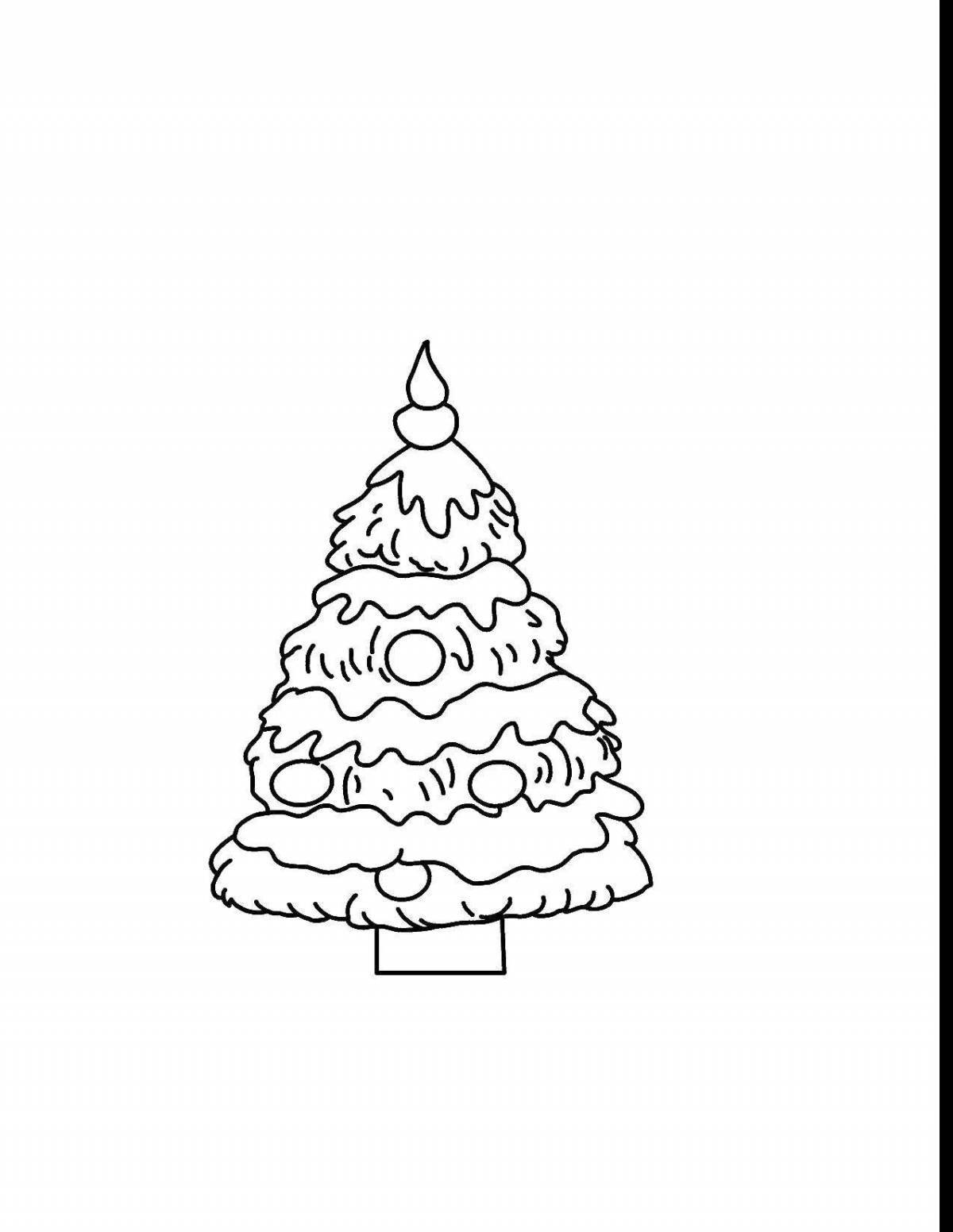 Coloring book elegant tree in the snow