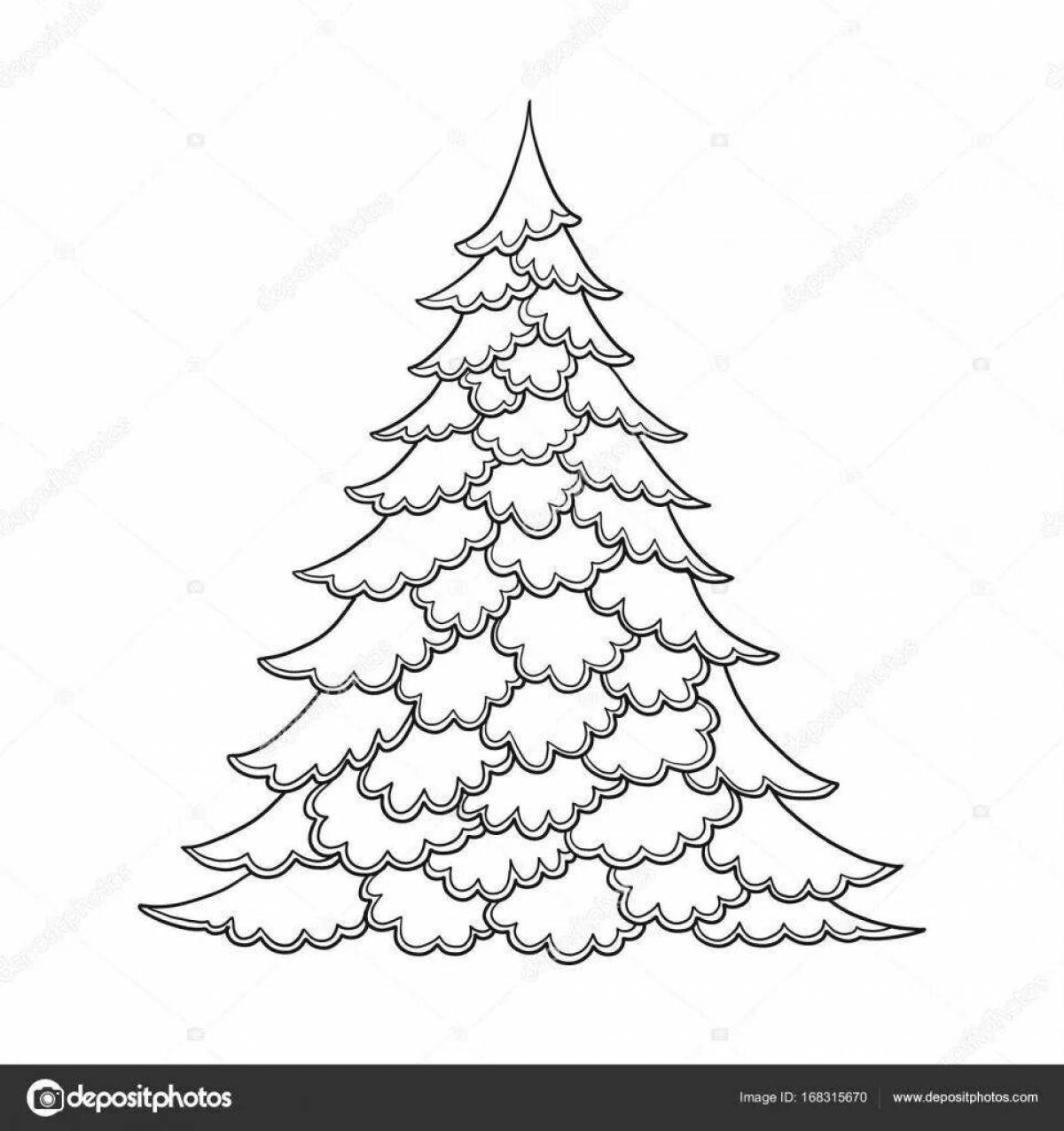 Coloring page charming tree in the snow