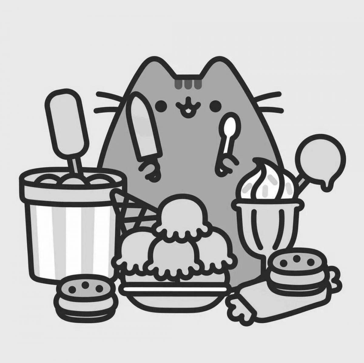 Excited food pusheen