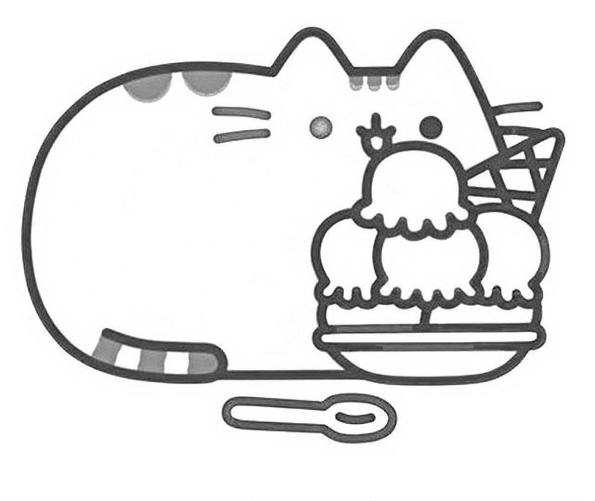 Peppy pusheen with food