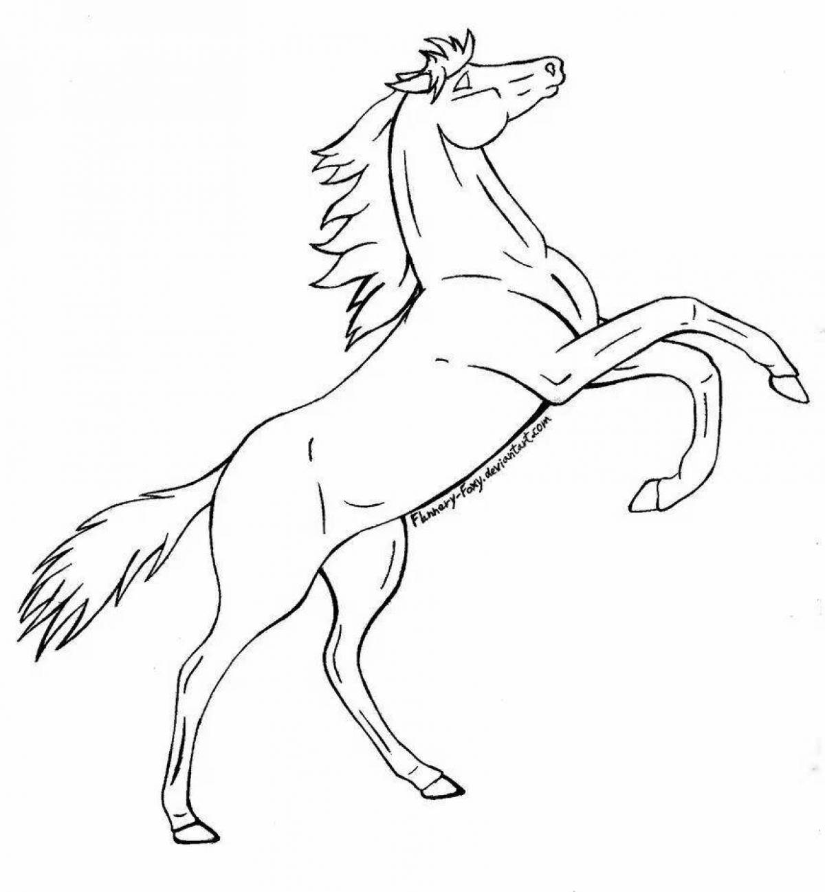 Раскраска величественная вздыбленная лошадь