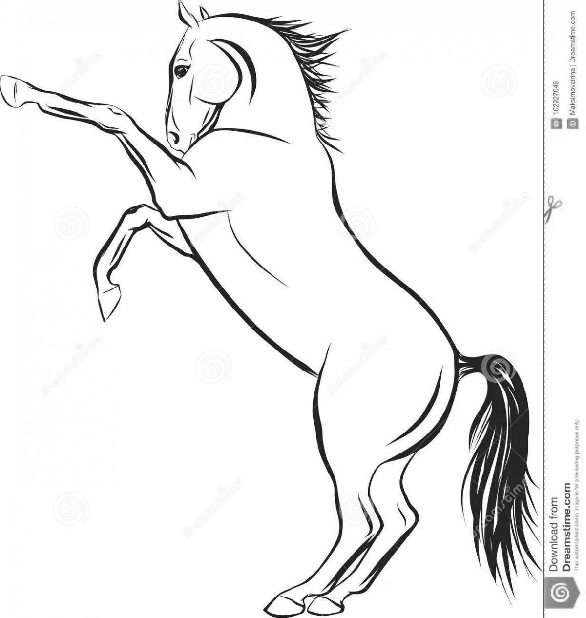 Великолепная страница раскраски вздыбленной лошади