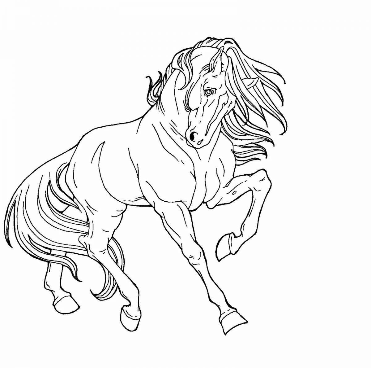 Раскраска великая вздыбленная лошадь