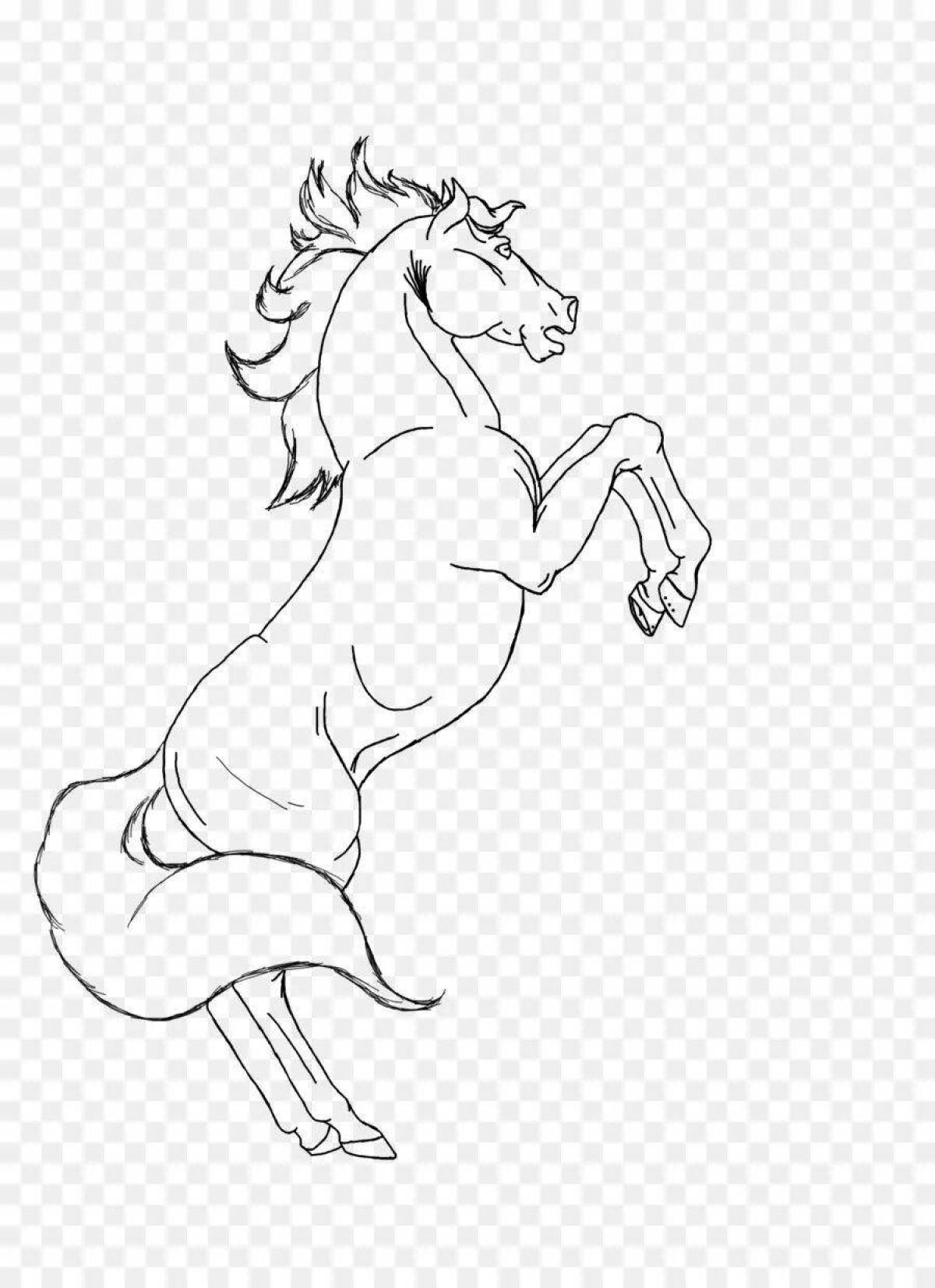 Coloring page noble rearing horse
