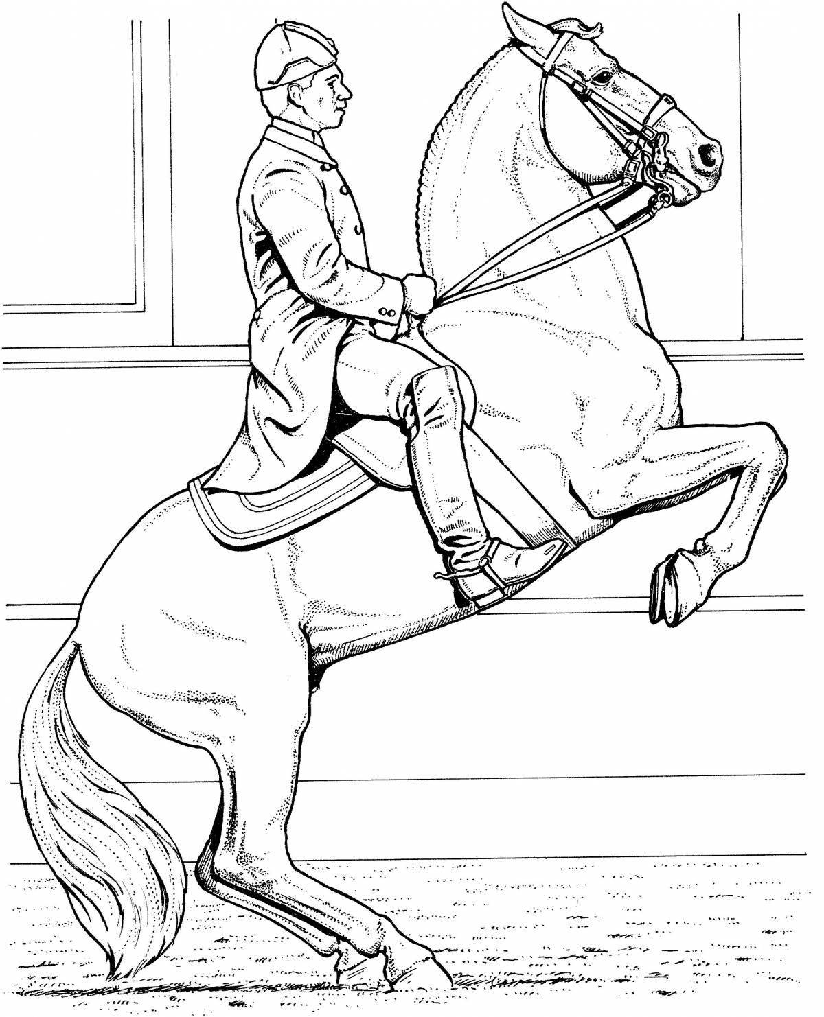 Coloring page of rearing horse