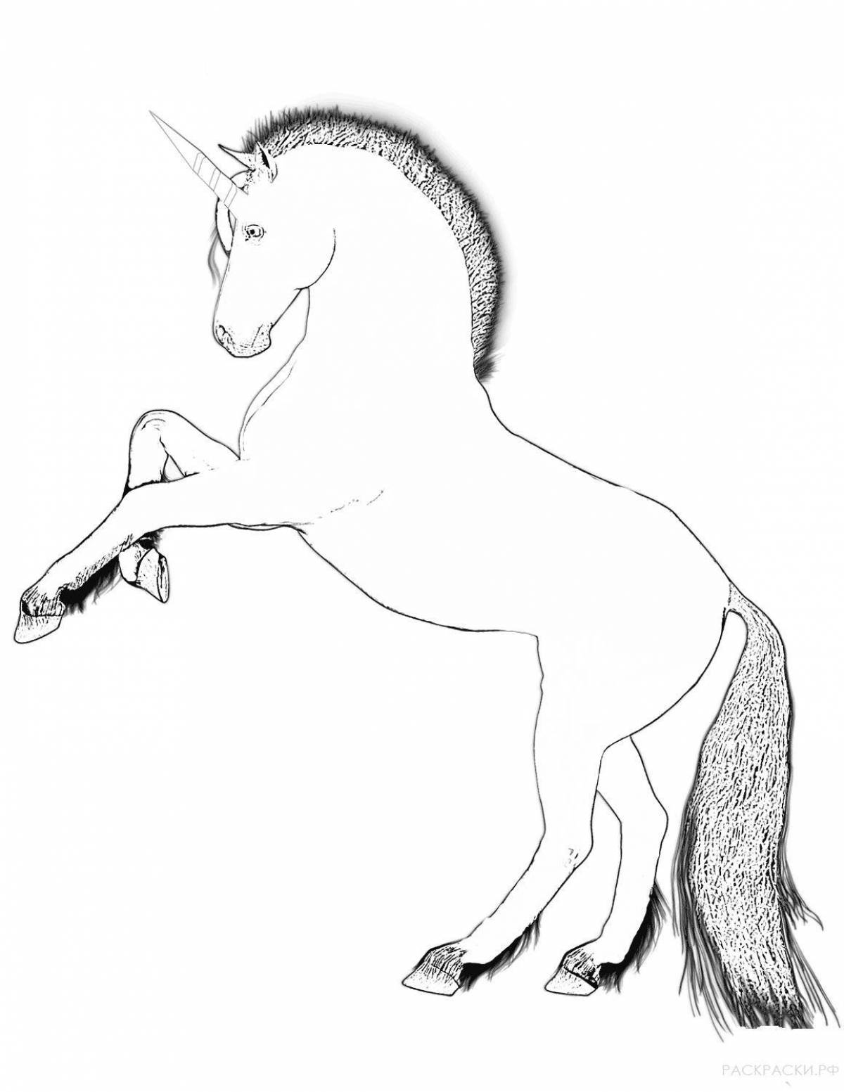 Blooming rearing horse coloring page