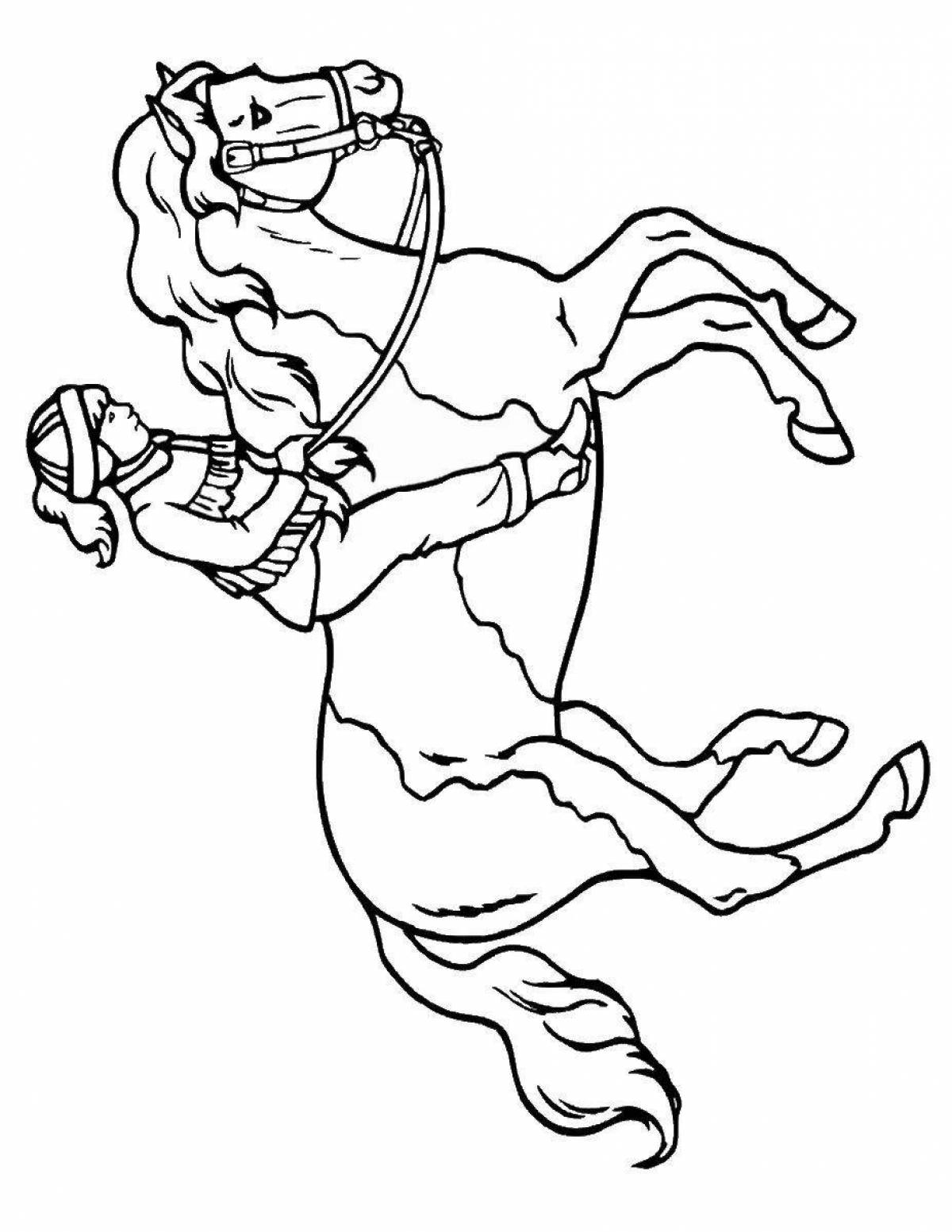 Coloring page wild rearing horse