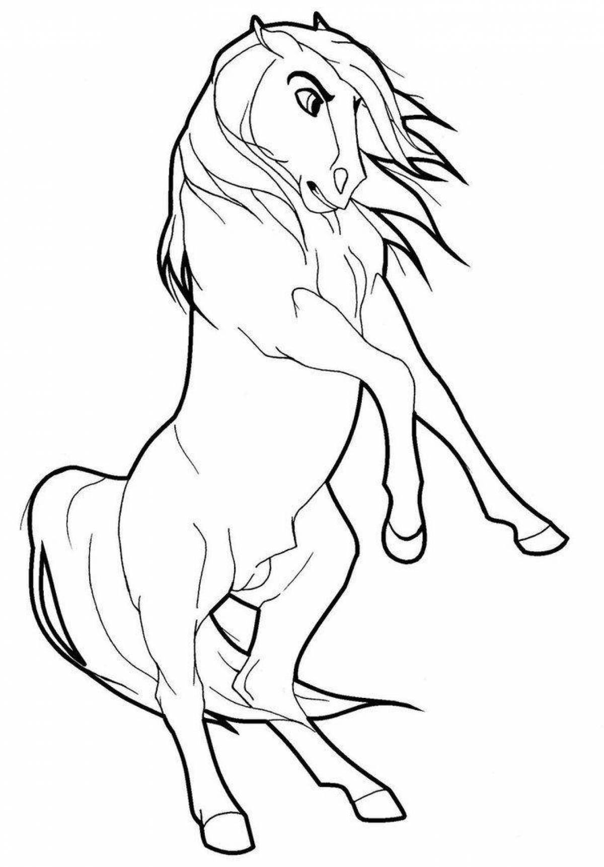Раскраска изысканная вздыбленная лошадь