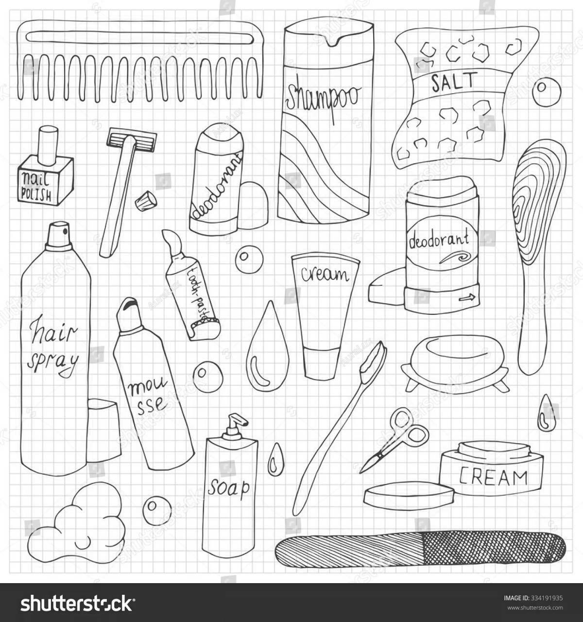 Adorable personal care items coloring book