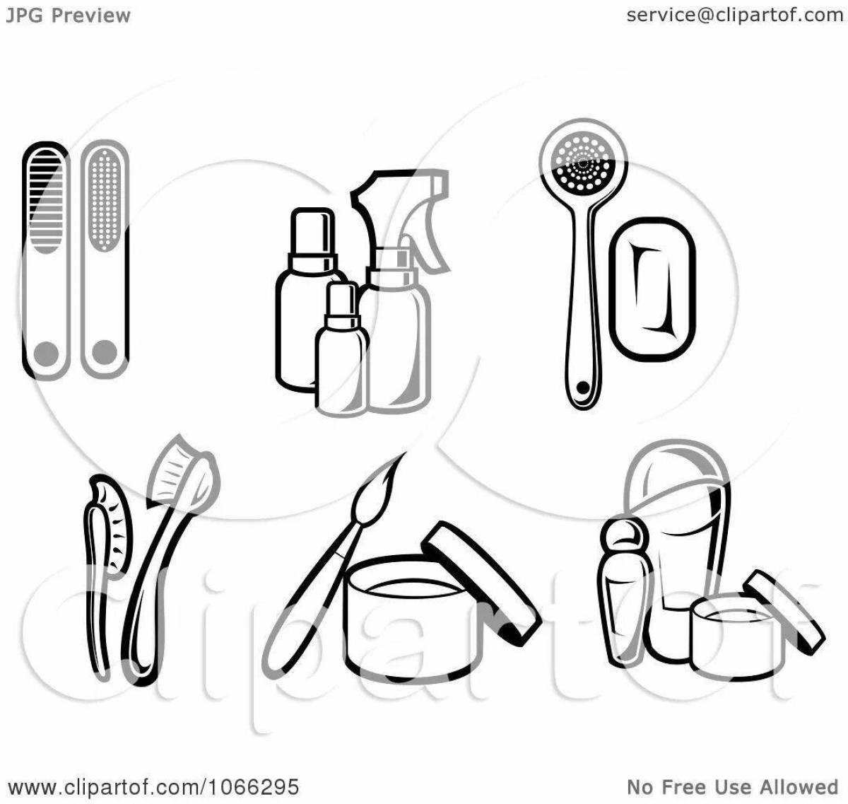 Раскраска изысканные предметы личной гигиены