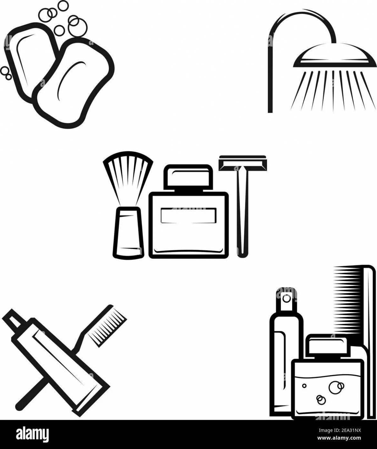 Coloring page modern personal care products