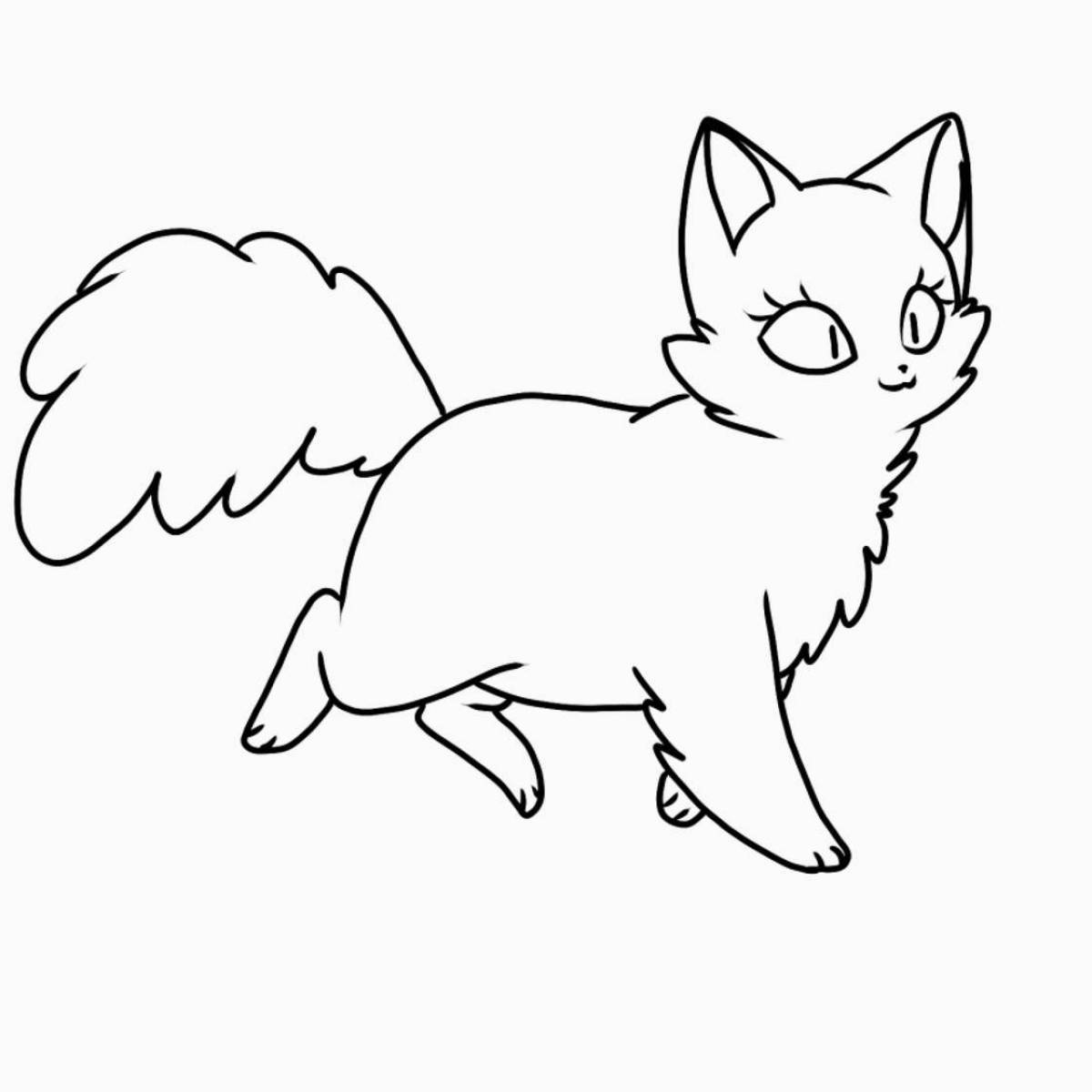 Элегантная раскраска кошка с крыльями