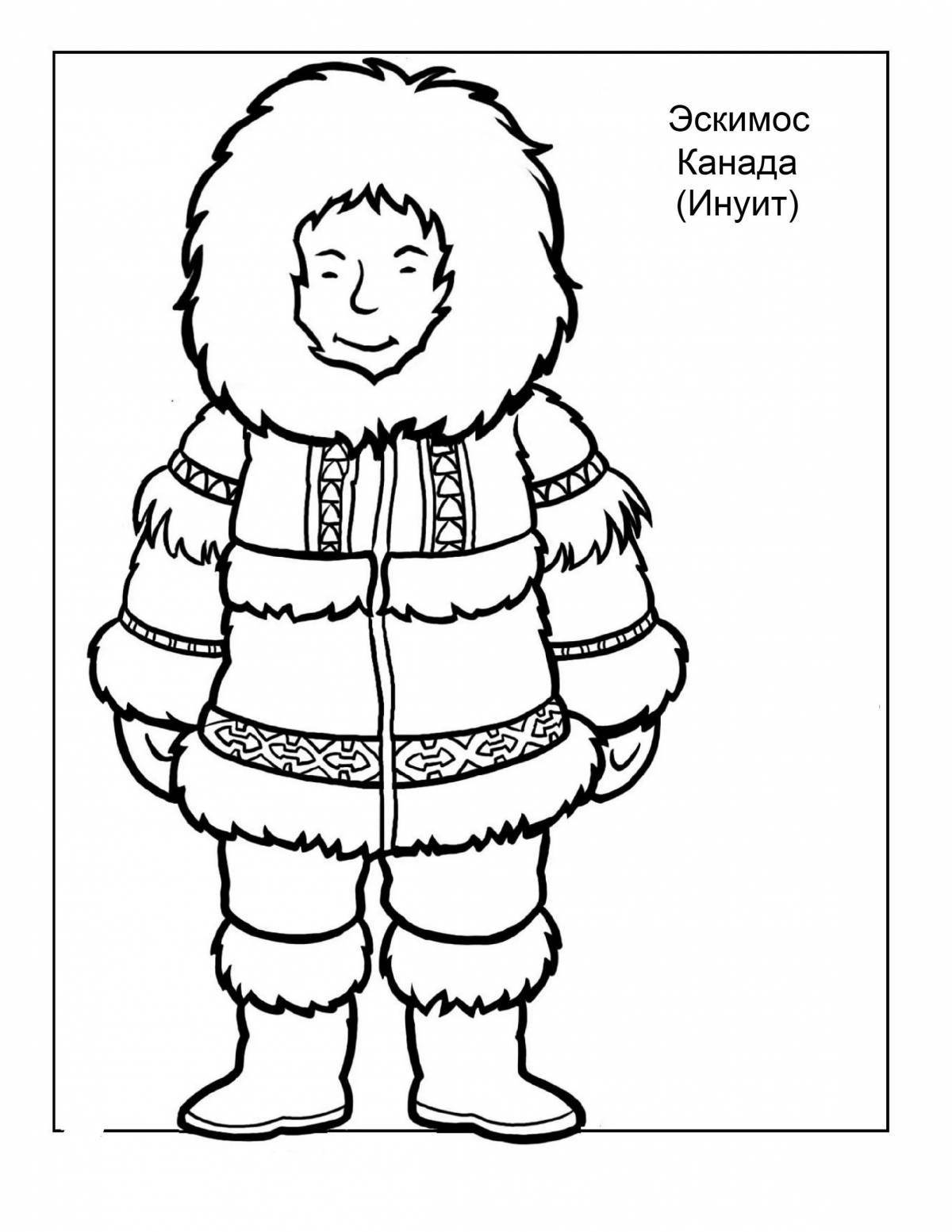 Coloring book colorful national costume of the Yakuts