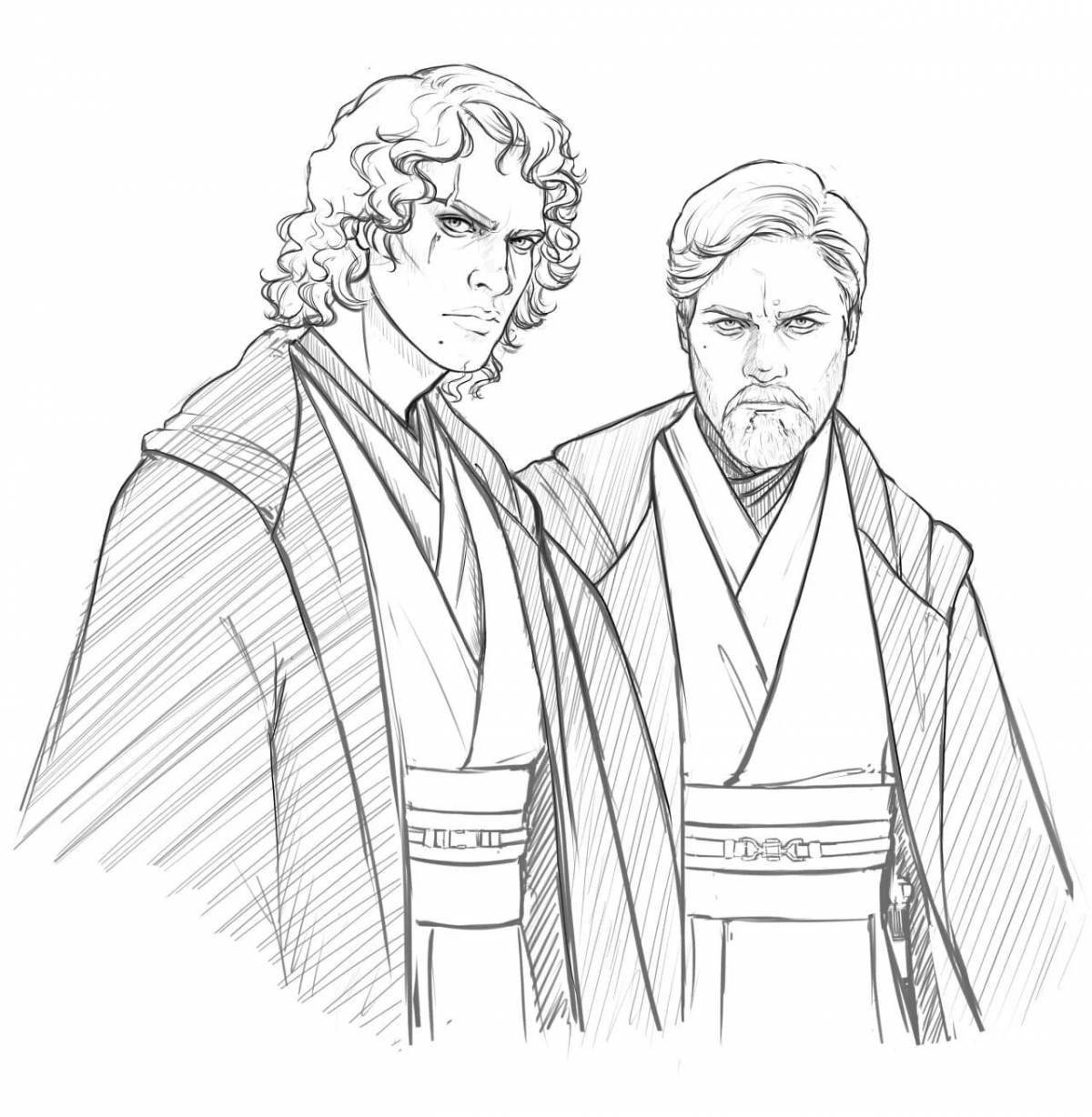 Coloring book shining obi-wan kenobi