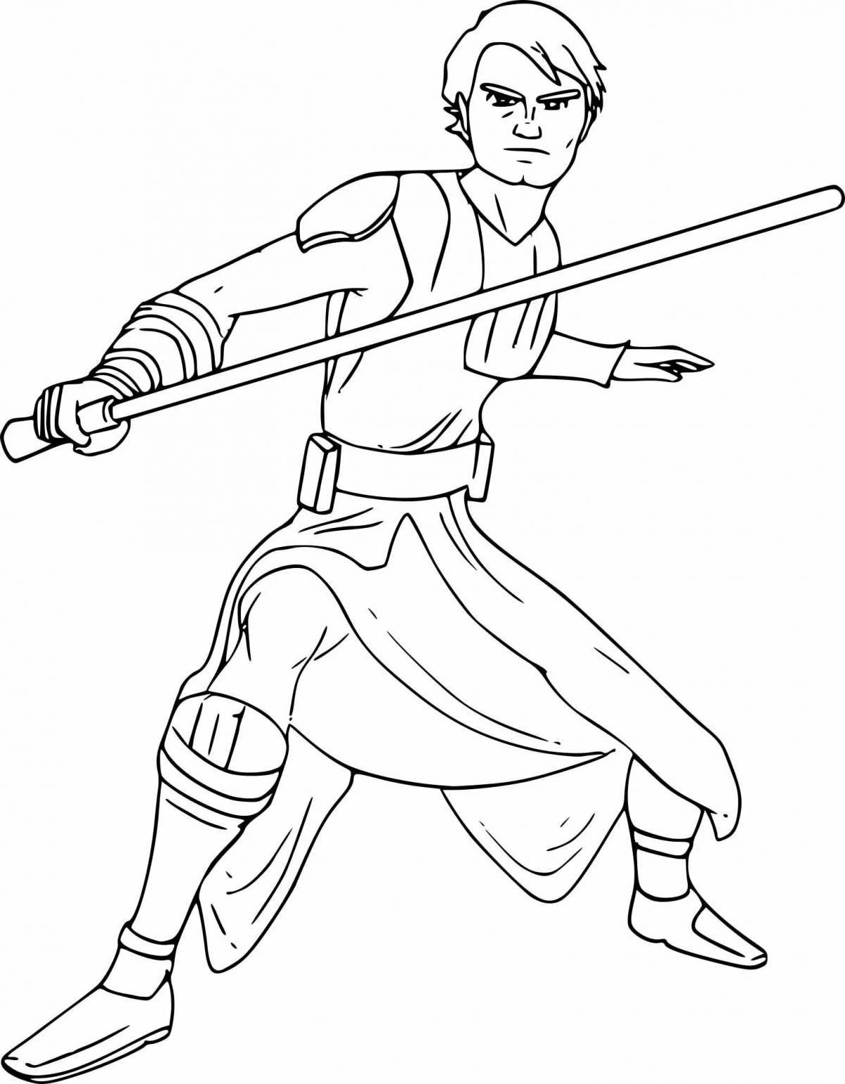 Coloring book playful obi-wan kenobi