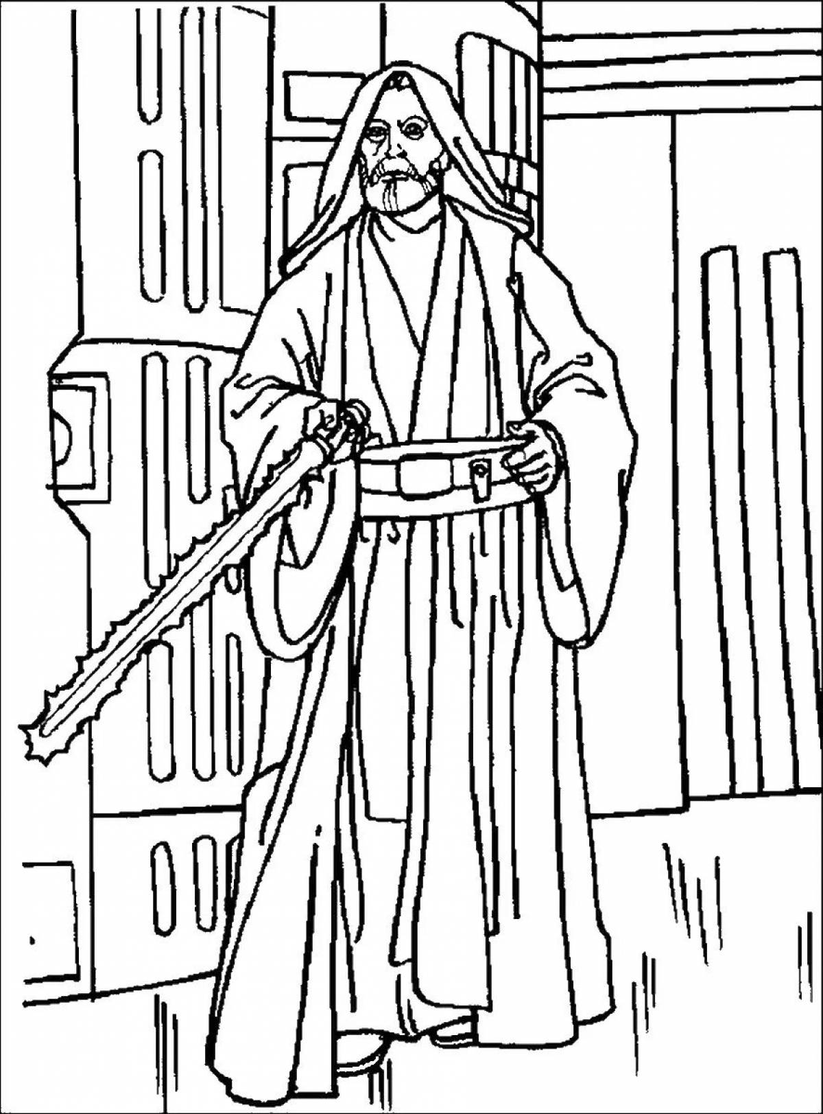 Obi-Wan Kenobi joyful coloring page