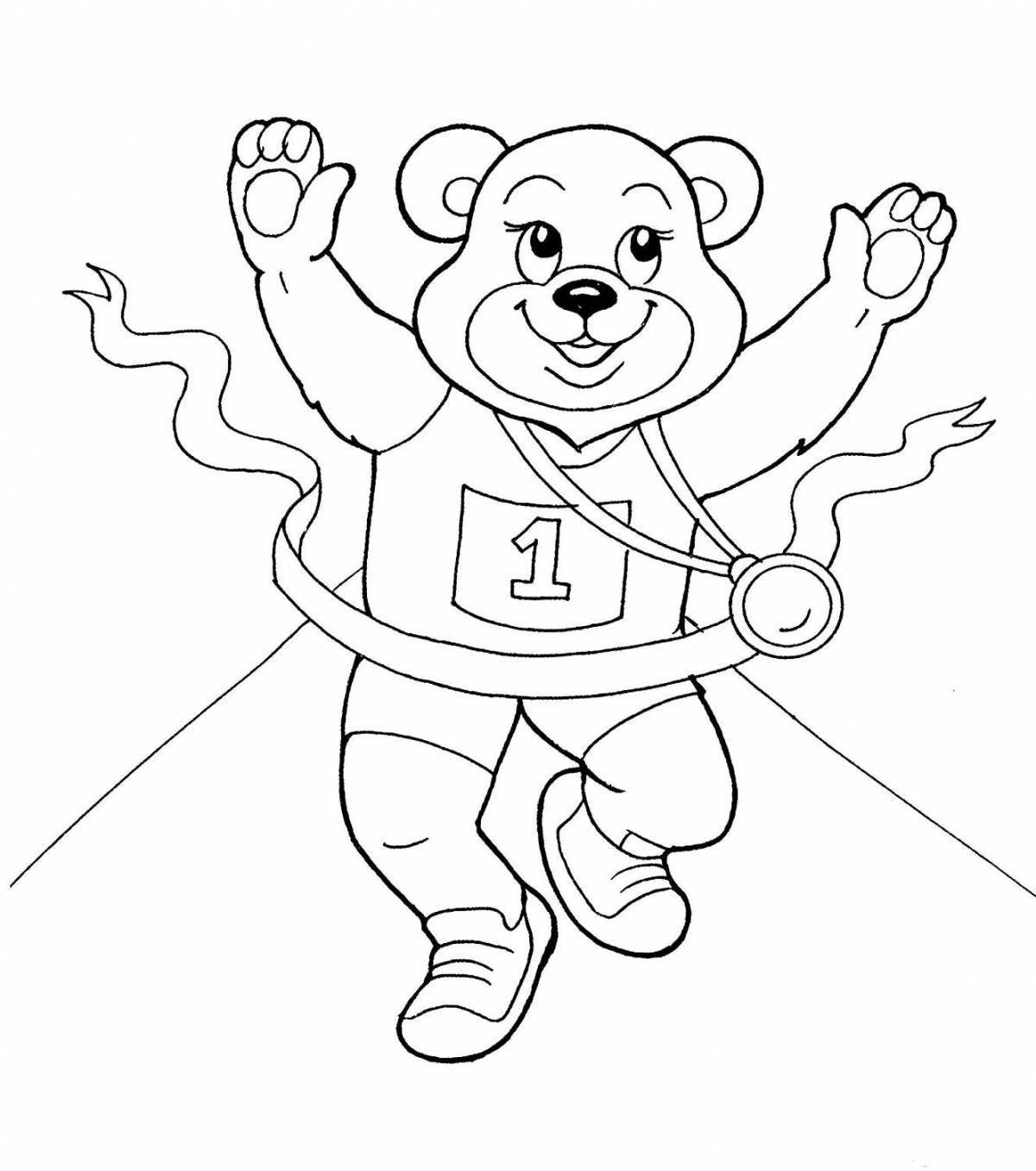 Coloring live bear on skis