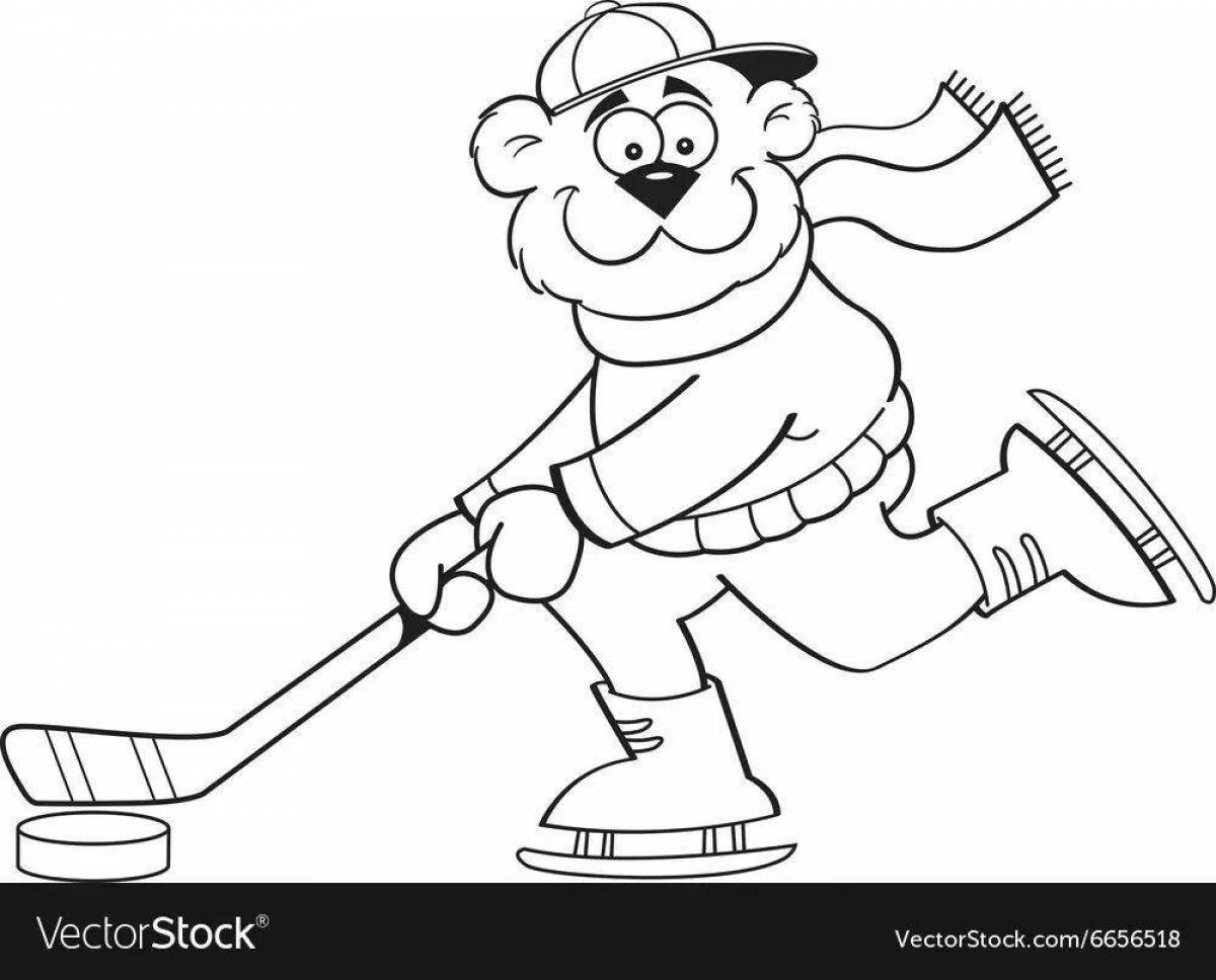 Раскраска захватывающий медведь на лыжах