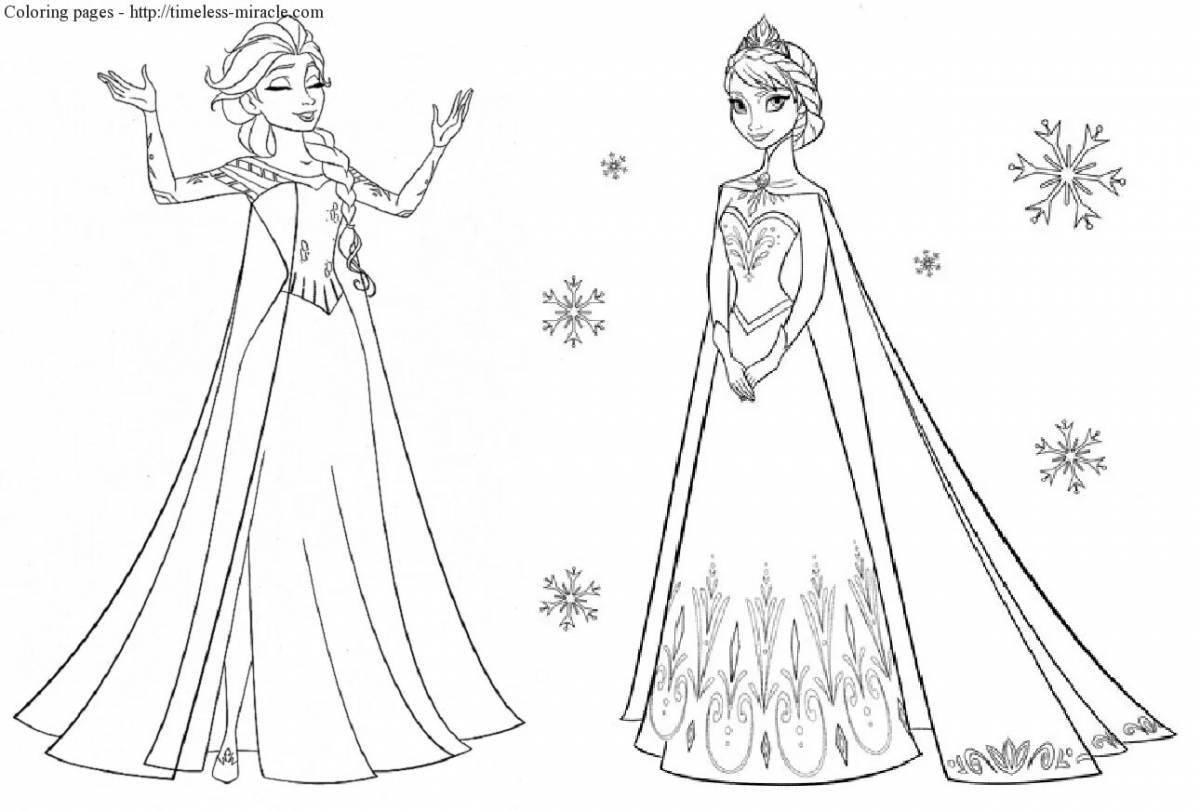 Elsa glitter coloring with clothes