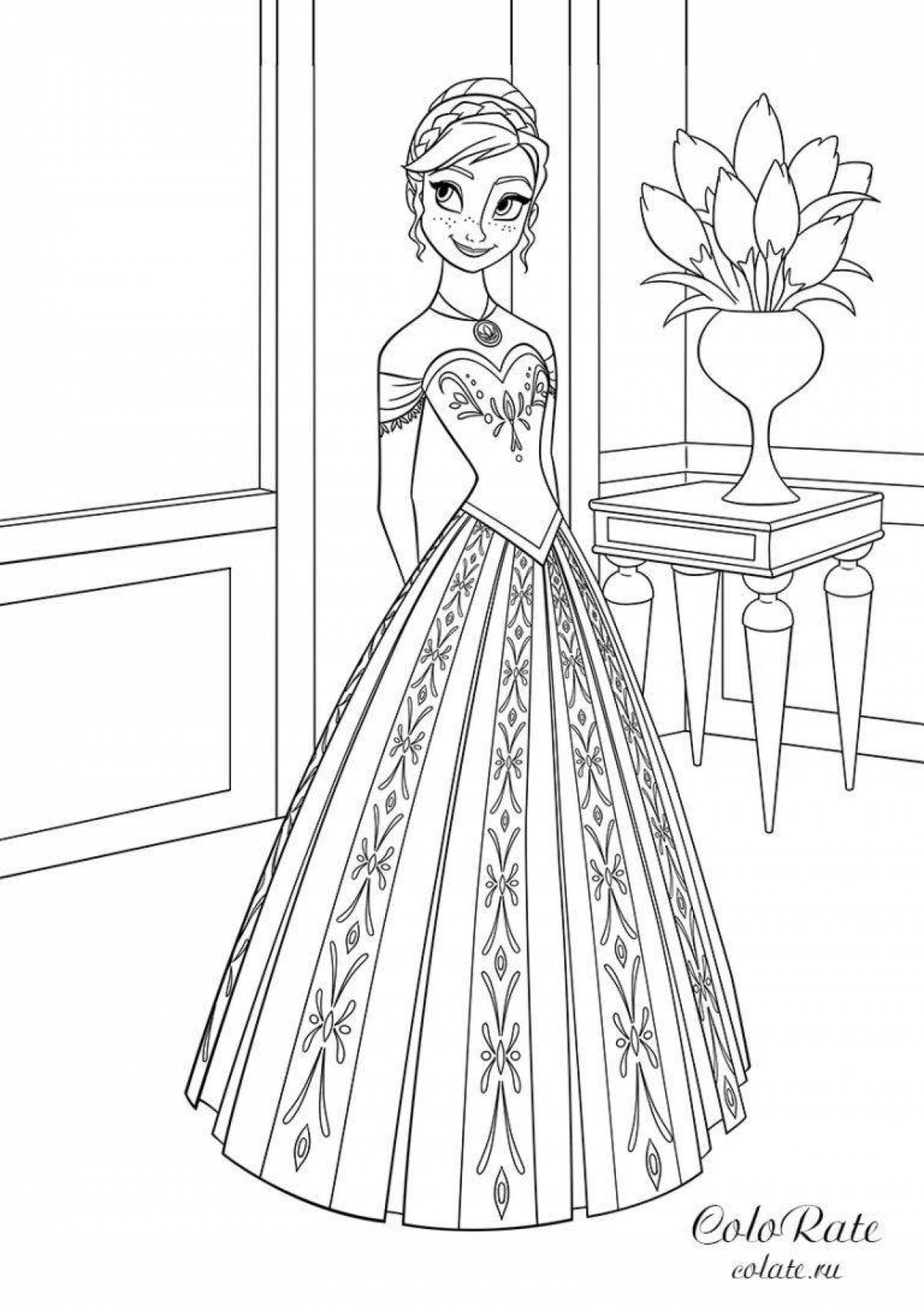 Elsa glamor coloring with clothes