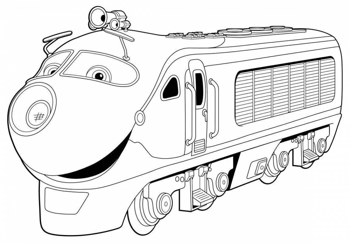 Shiny steam locomotive coloring page