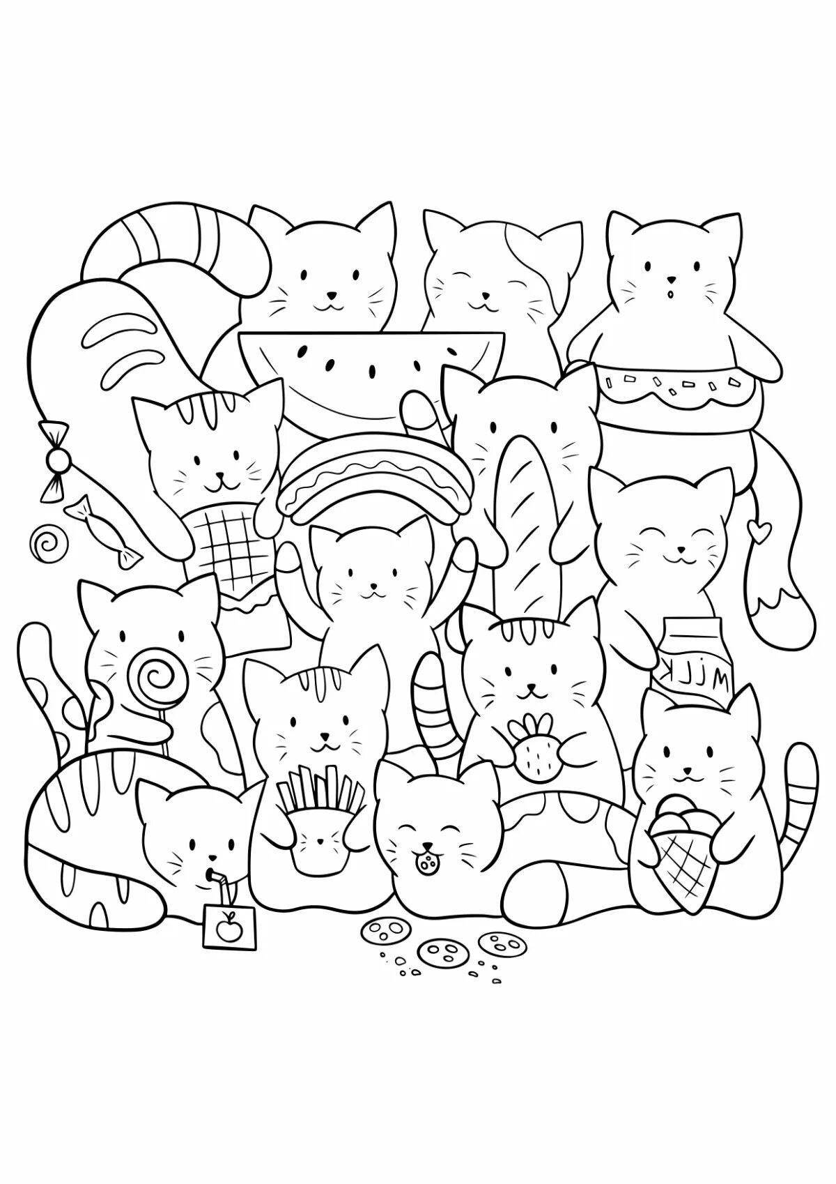 Live kitten in a mug coloring book