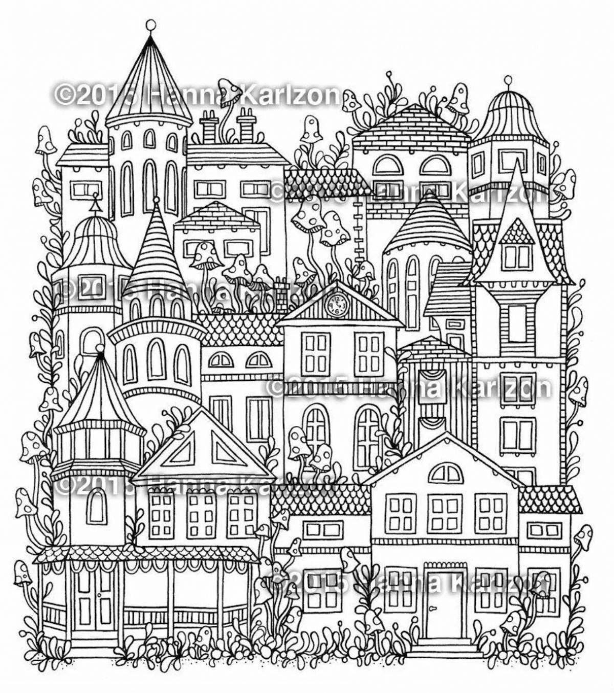 Adorable adult house coloring page