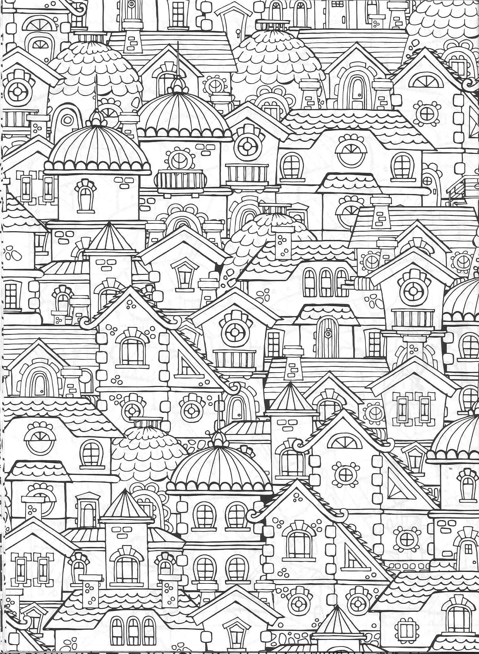 Coloring ethereal house for adults