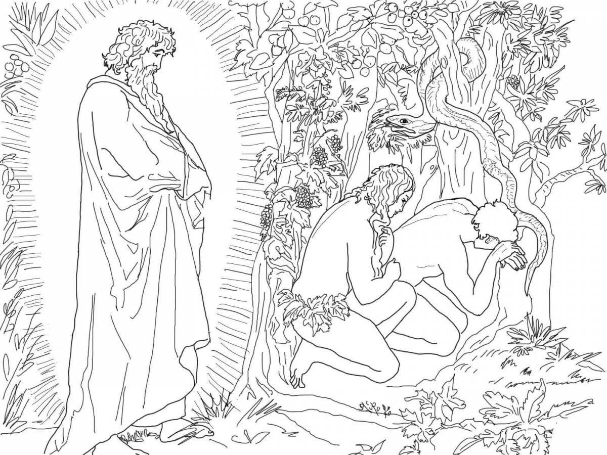 Joyful adam and eve coloring book