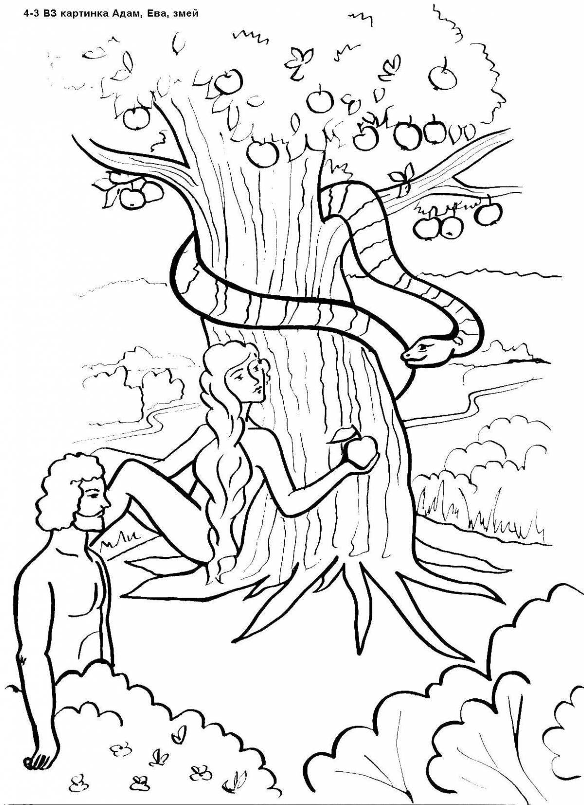Bright coloring adam and eve