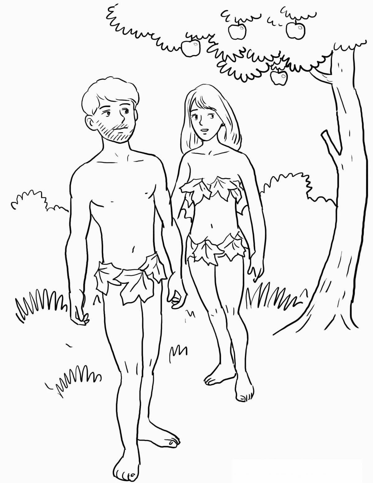 Delightful adam and eve coloring pages