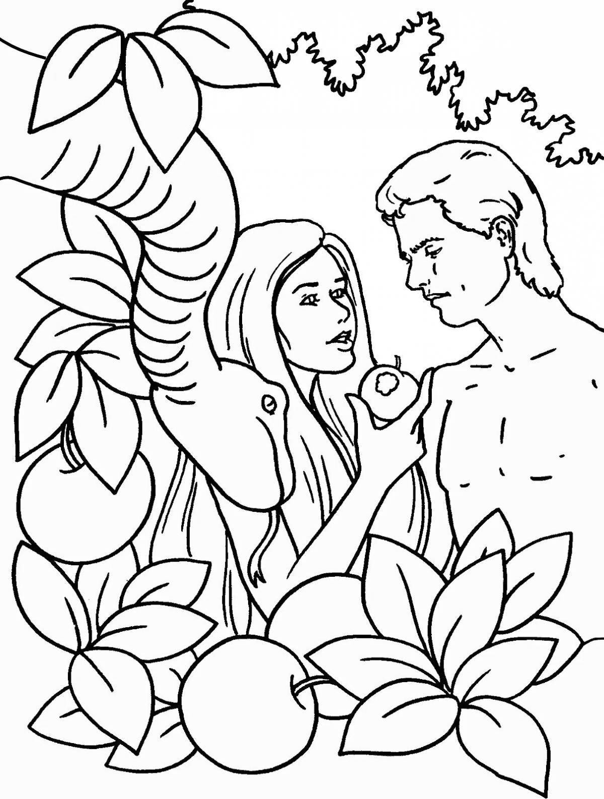 Coloring funny adam and eve