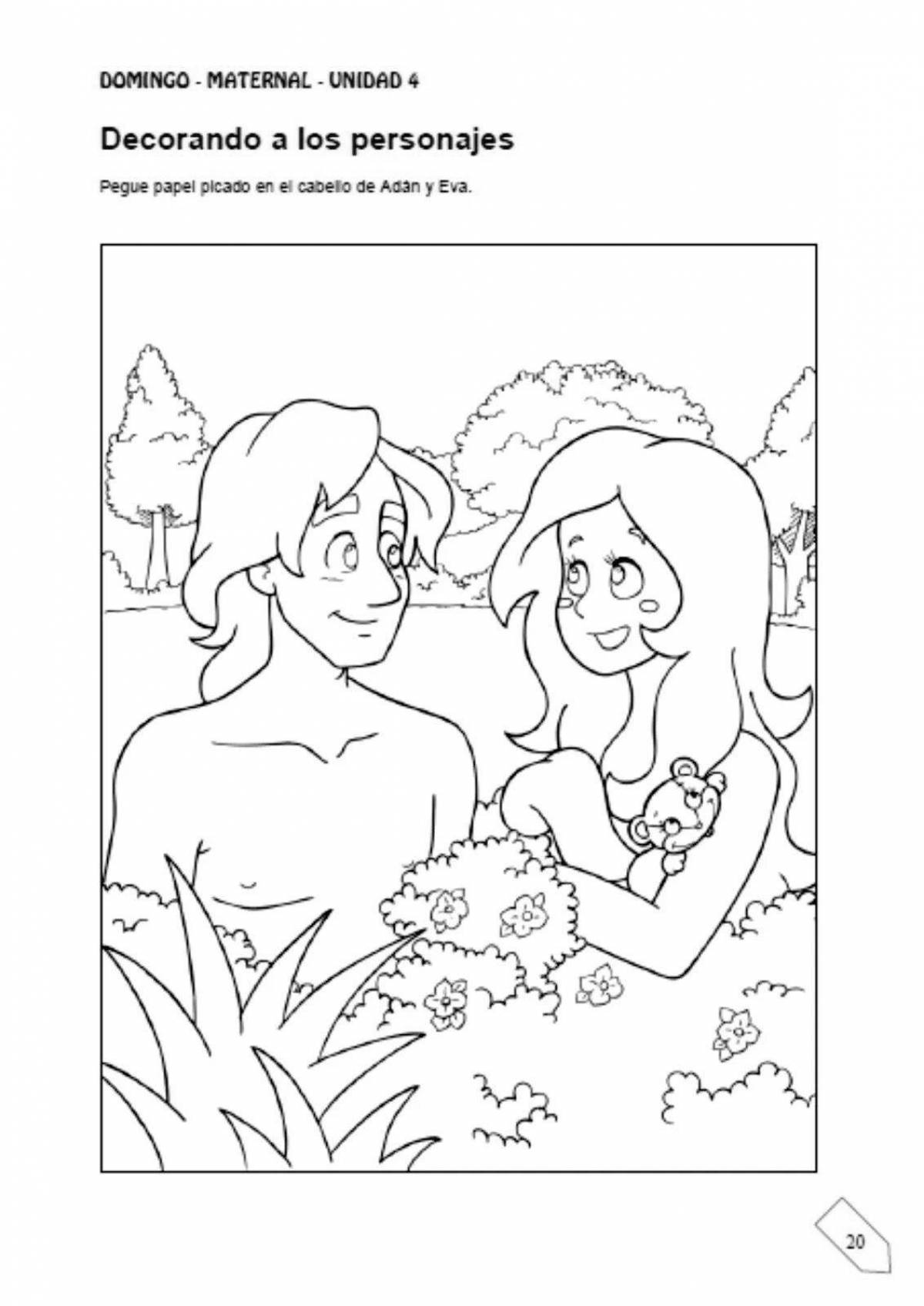 Bright adam and eve coloring book