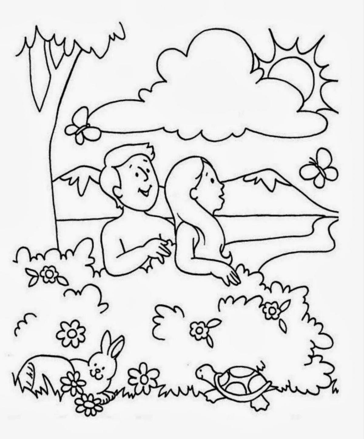 Shiny adam and eve coloring book