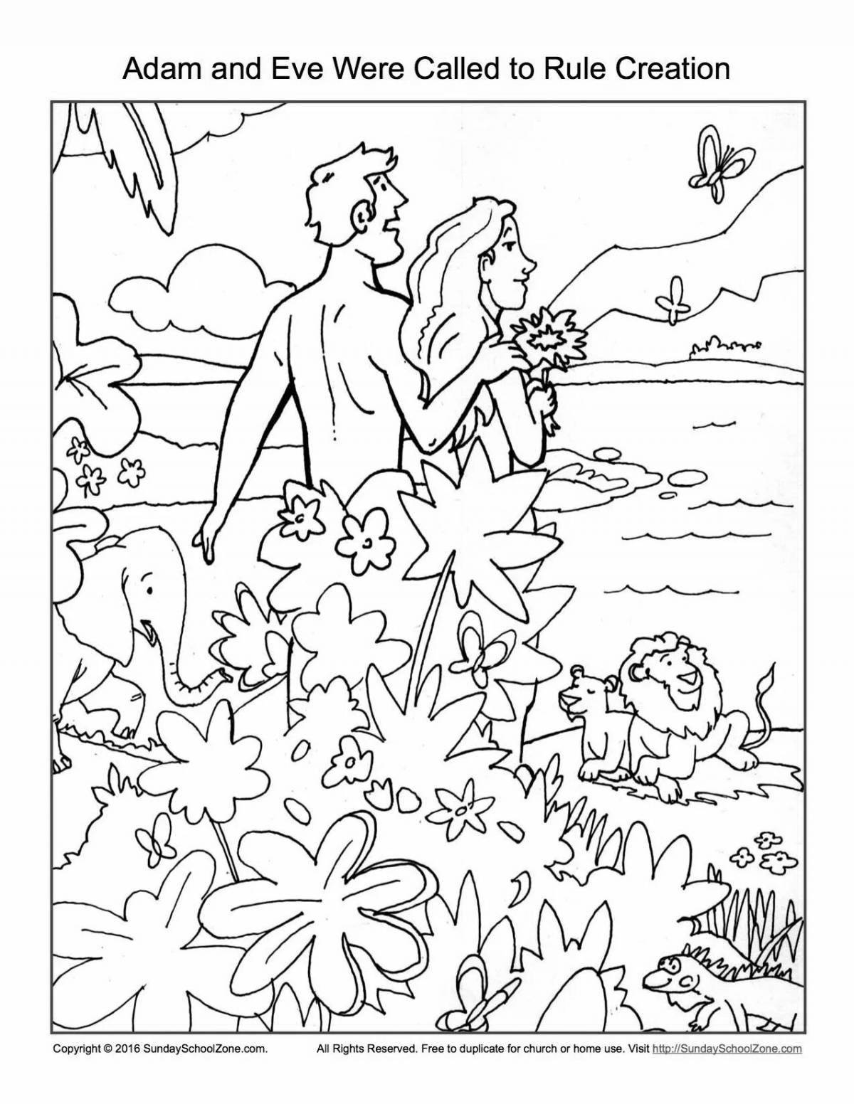 Adorable adam and eve coloring book