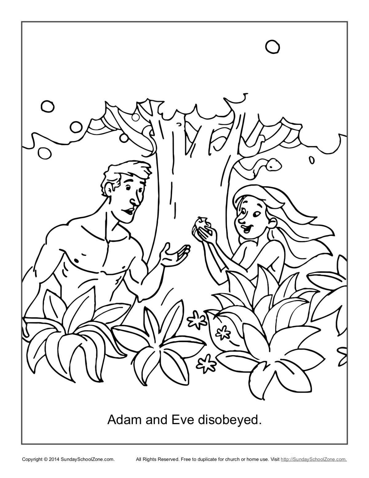 Coloring page adorable adam and eve