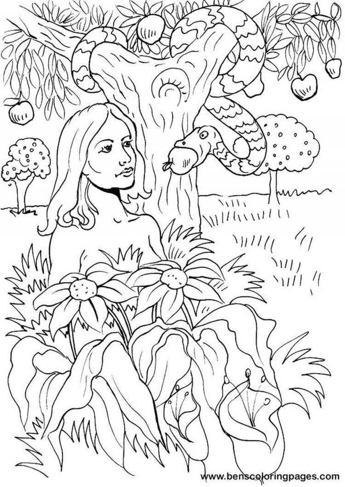 Colouring dazzling adam and eve
