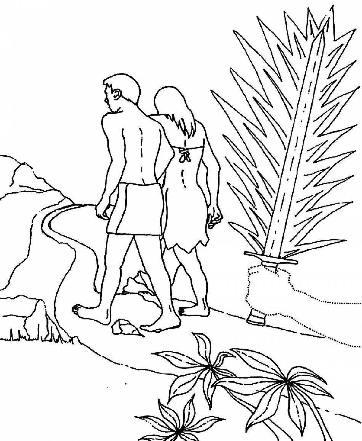 Funny adam and eve coloring