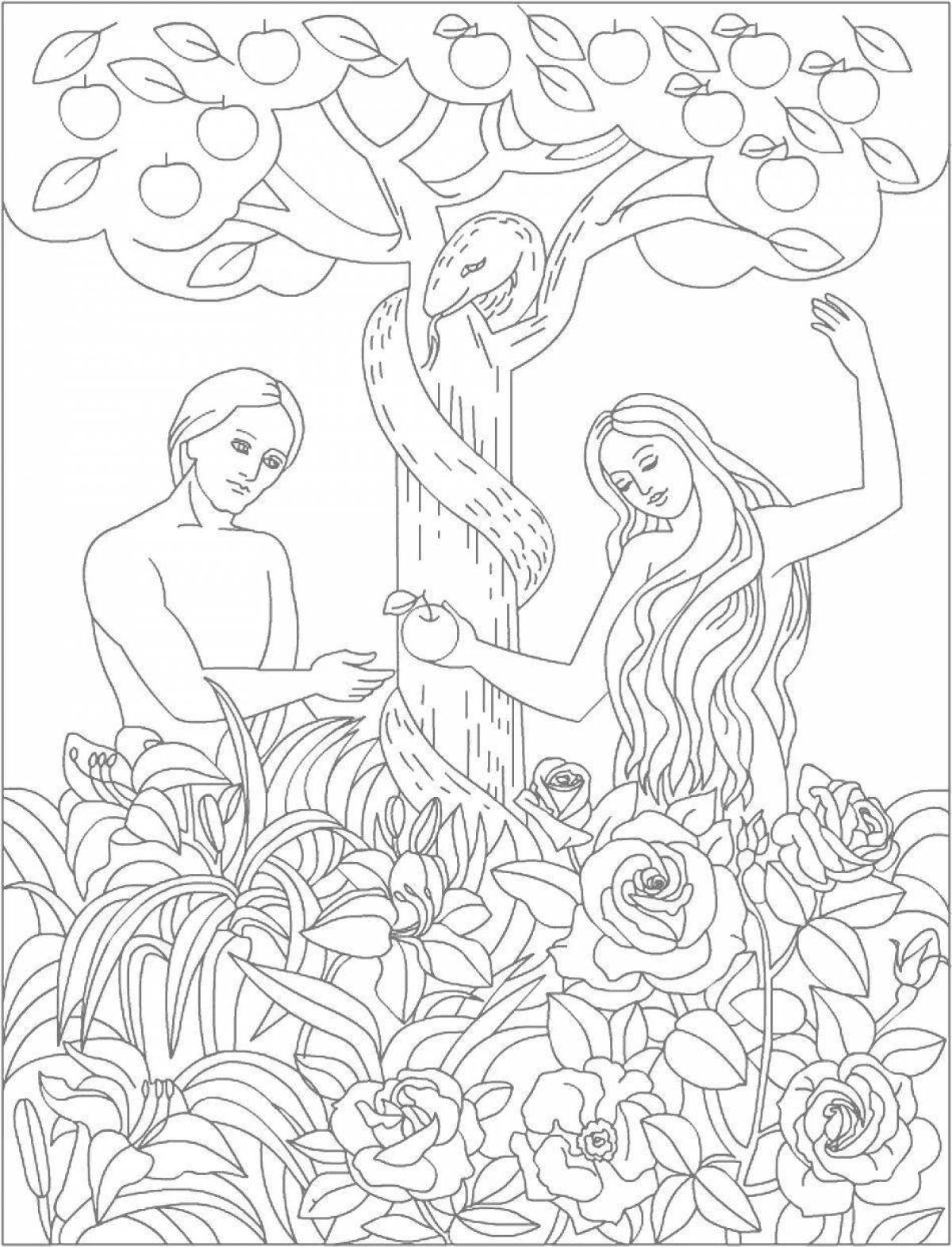Gorgeous adam and eve coloring book