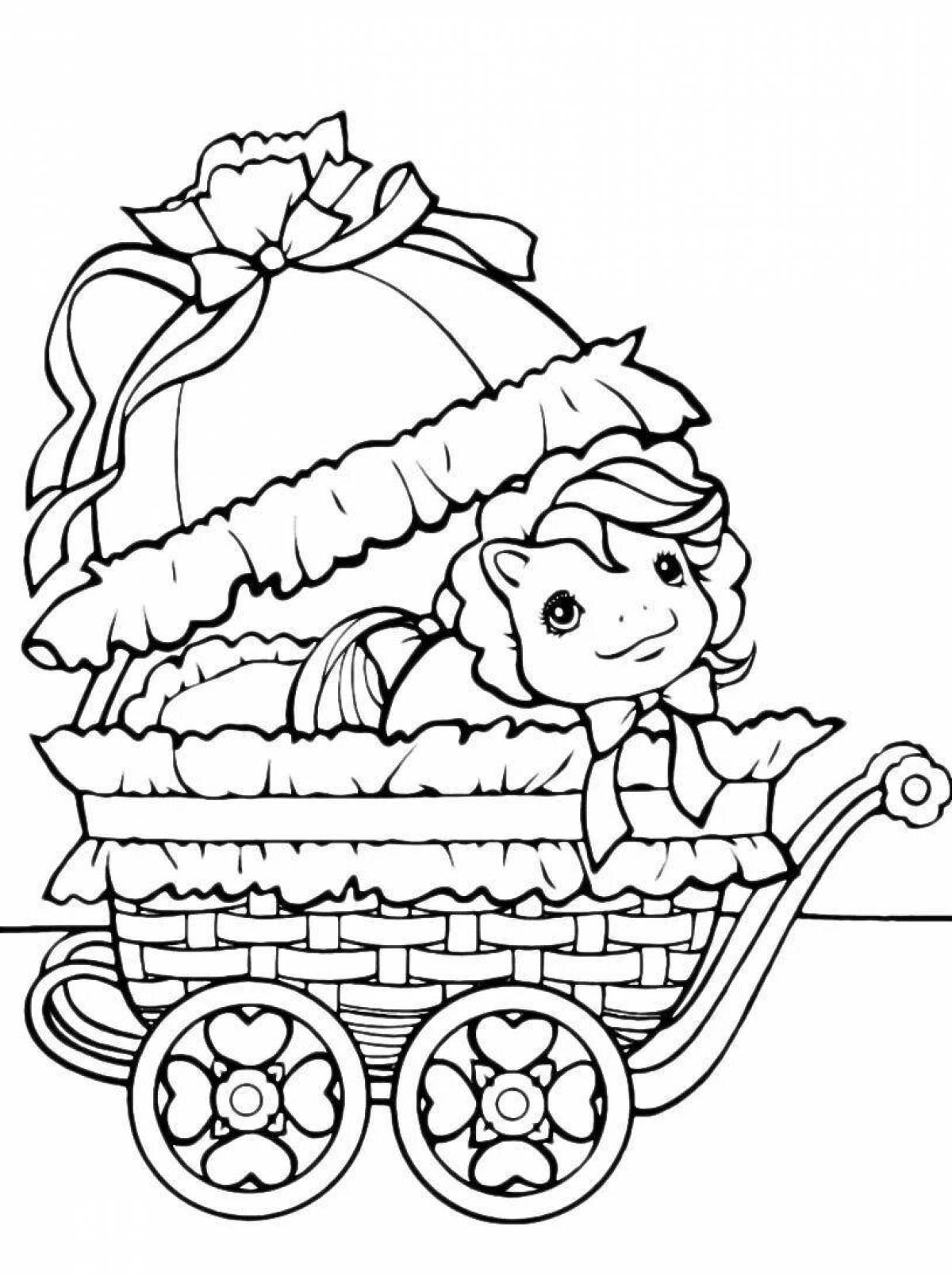 Serene coloring page baby in stroller