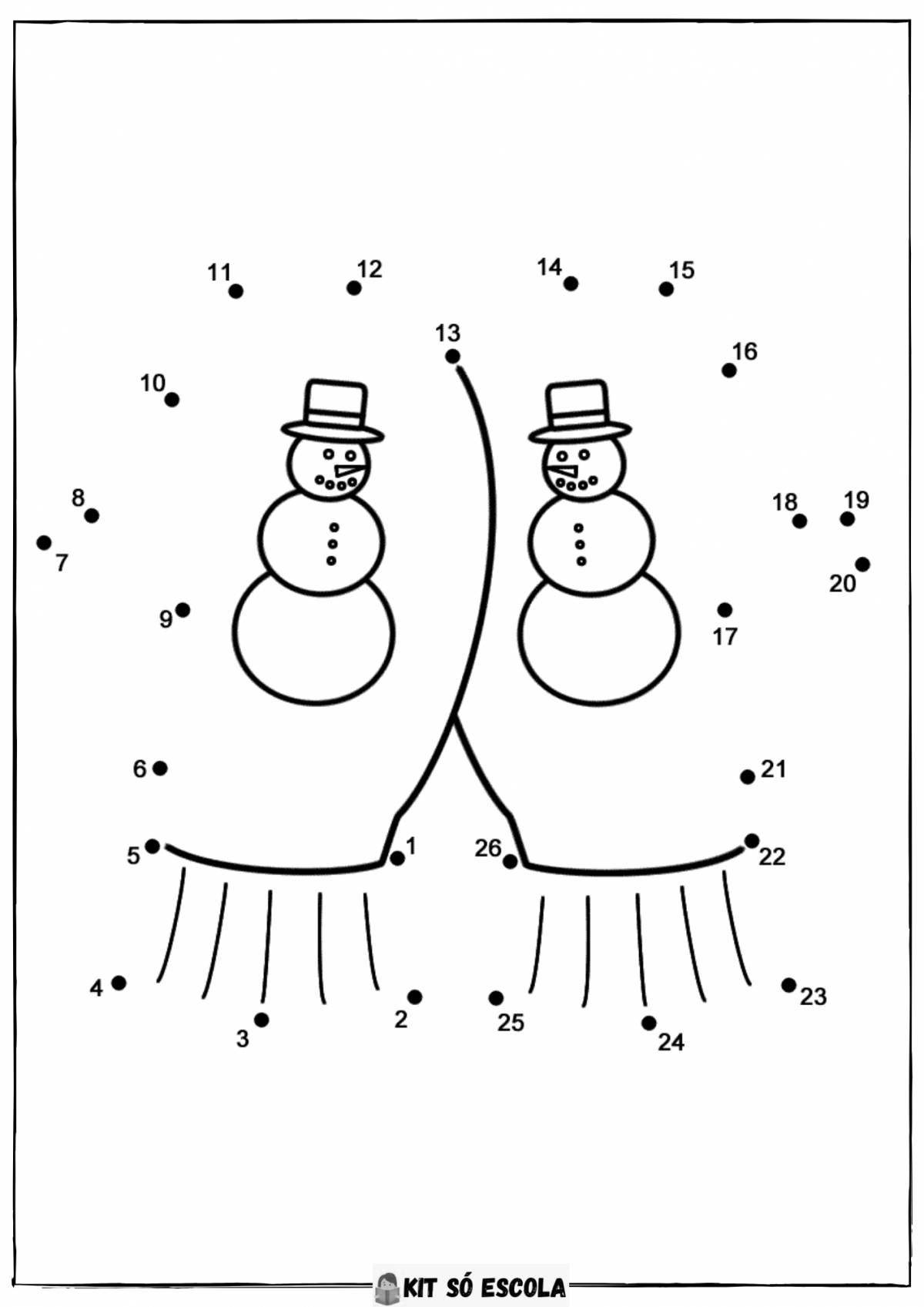 Coloring page magical dotted snowman