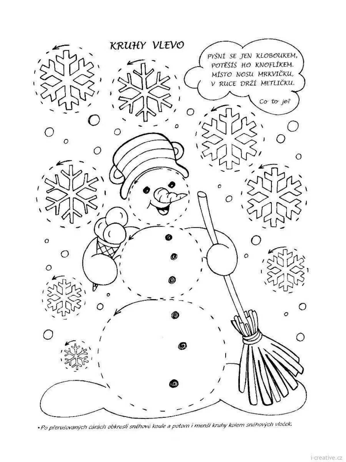 Dotted snowman creative coloring