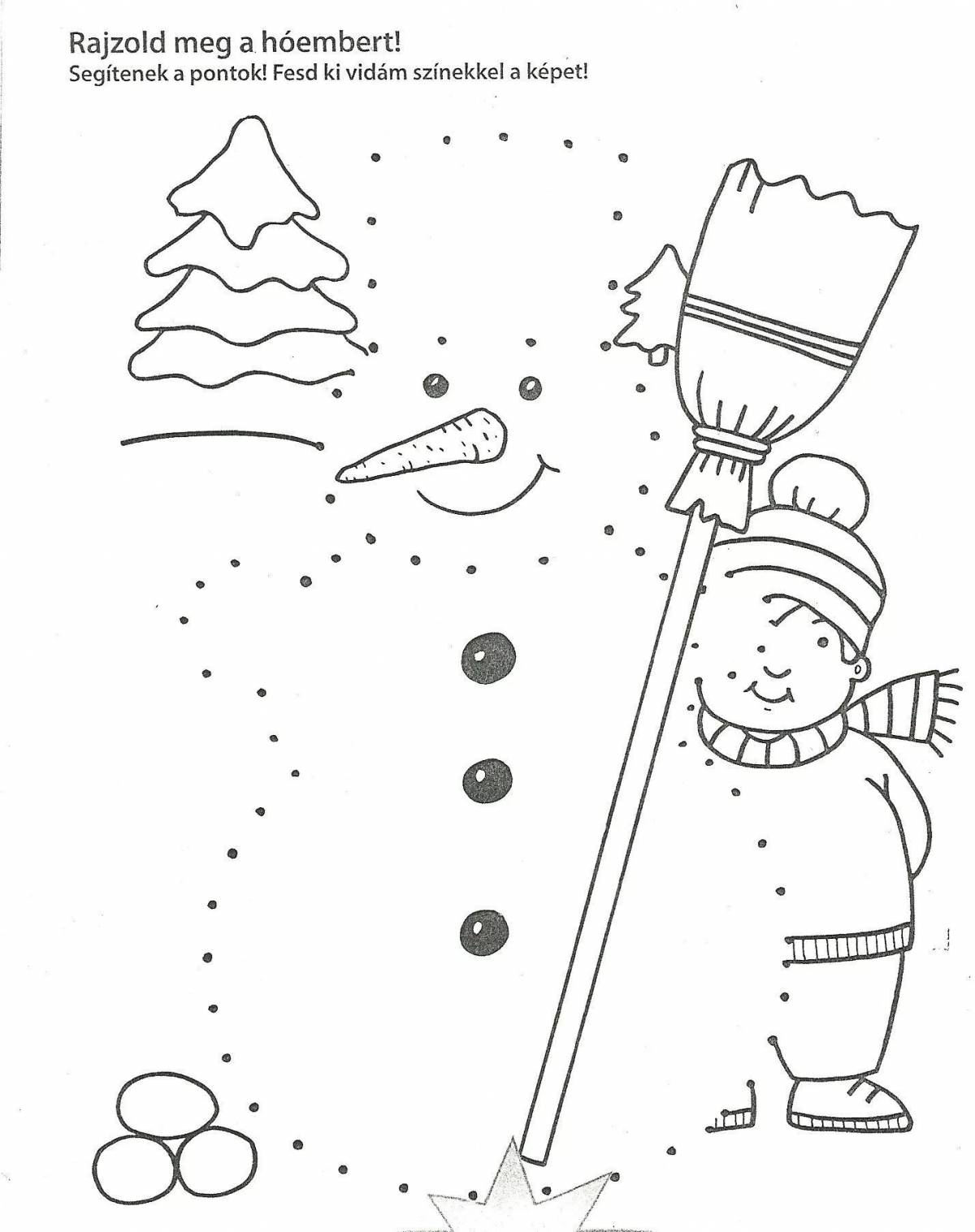 Инновационная раскраска снеговика в горошек
