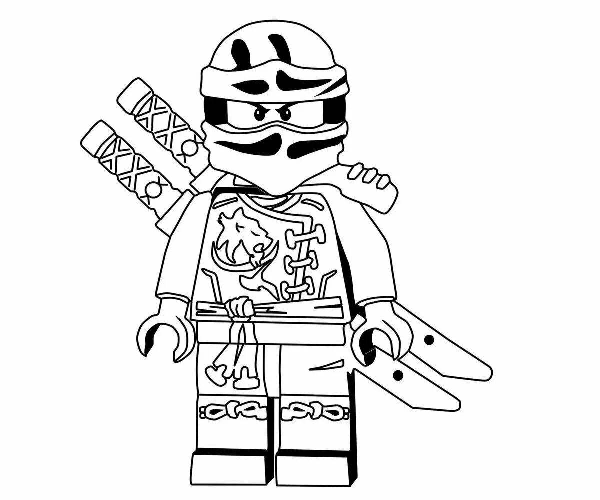 Радостная страница раскраски lego ninjago jay