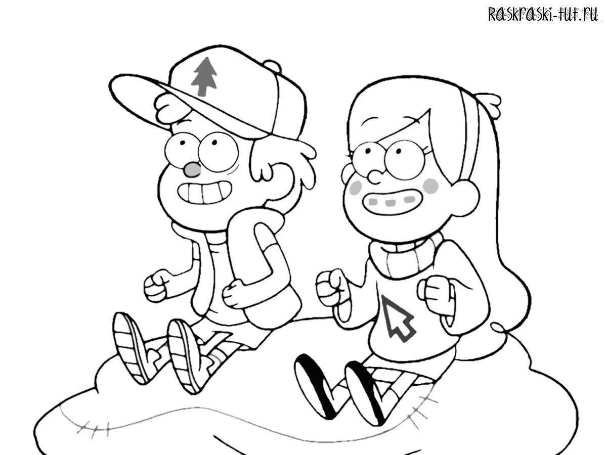 Happy dipper and mabel coloring page