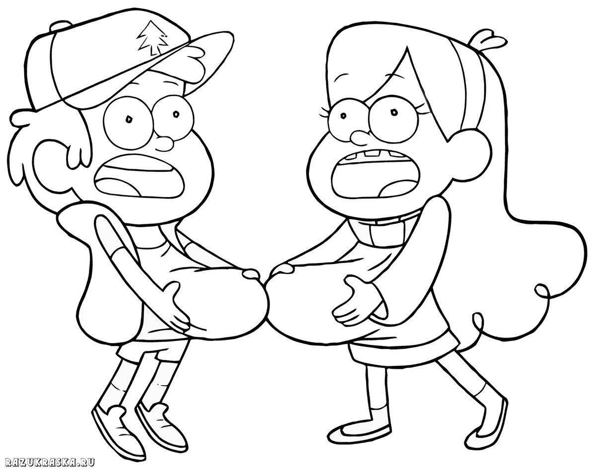 Gorgeous dipper and mabel coloring page