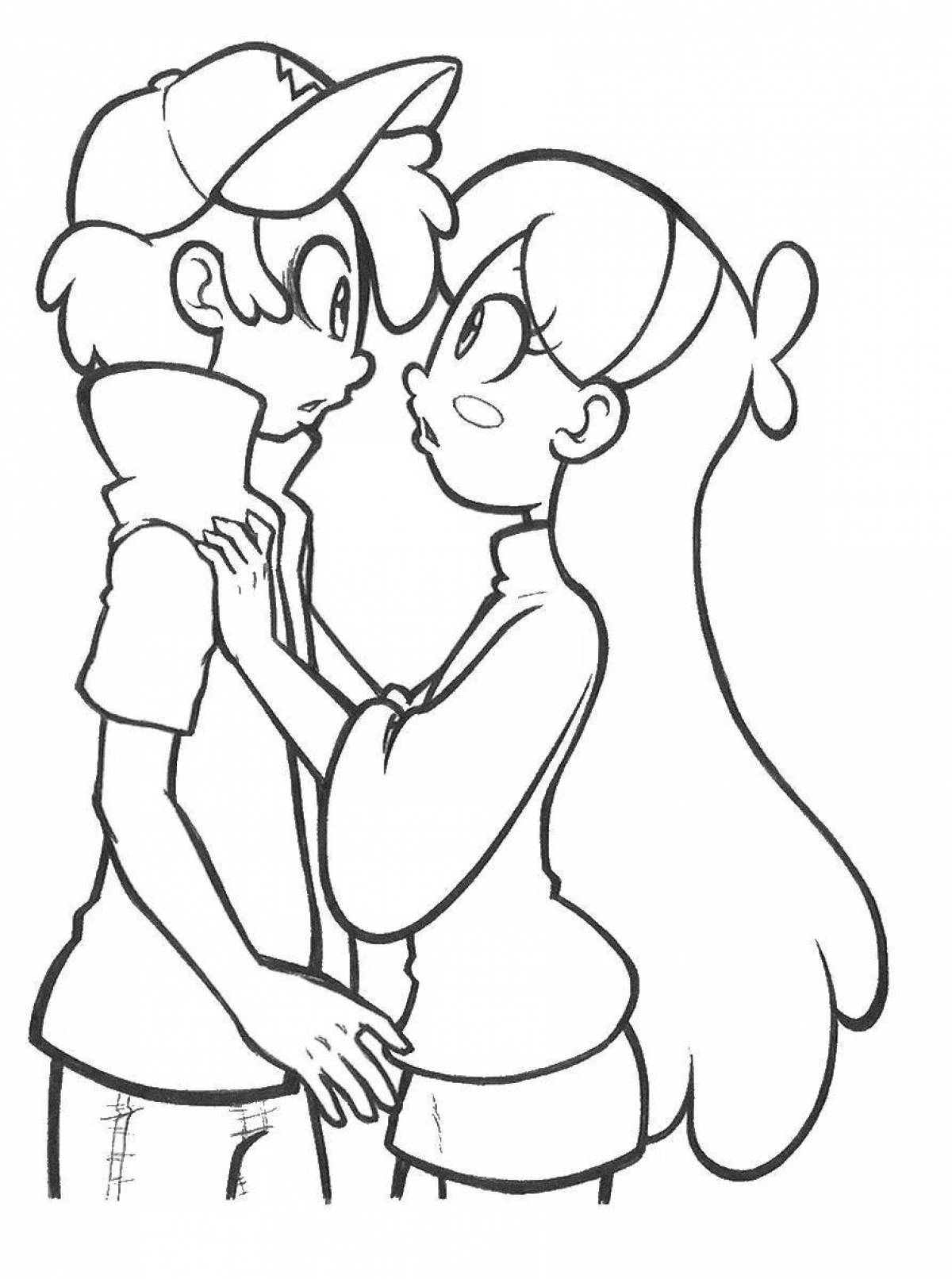 Animated dipper and mabel coloring page